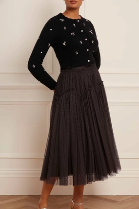 Scattered Floral Embellished Short Cardigan Anti Pilling Finish Essential Look