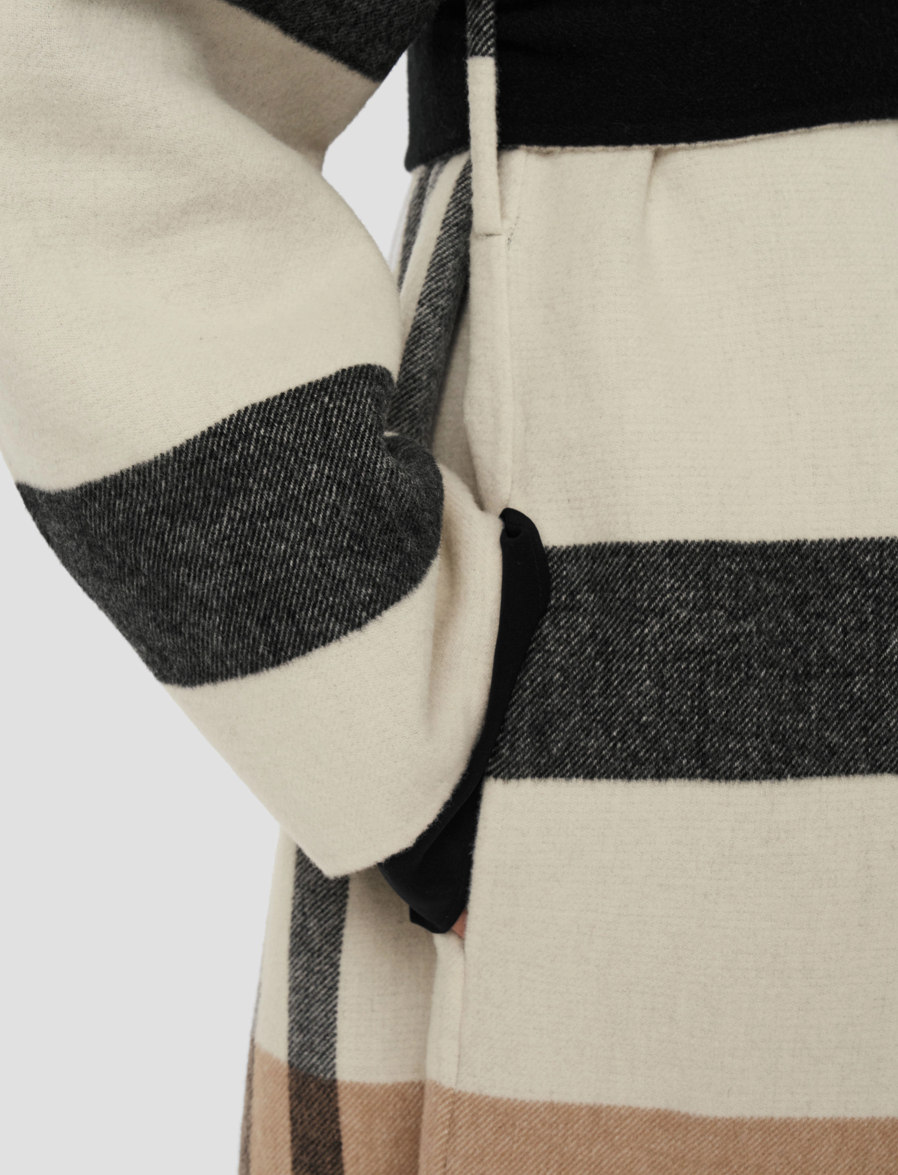 Merton Reversible Check Wool Coat Single Buttons Modern Drop Tail Hem