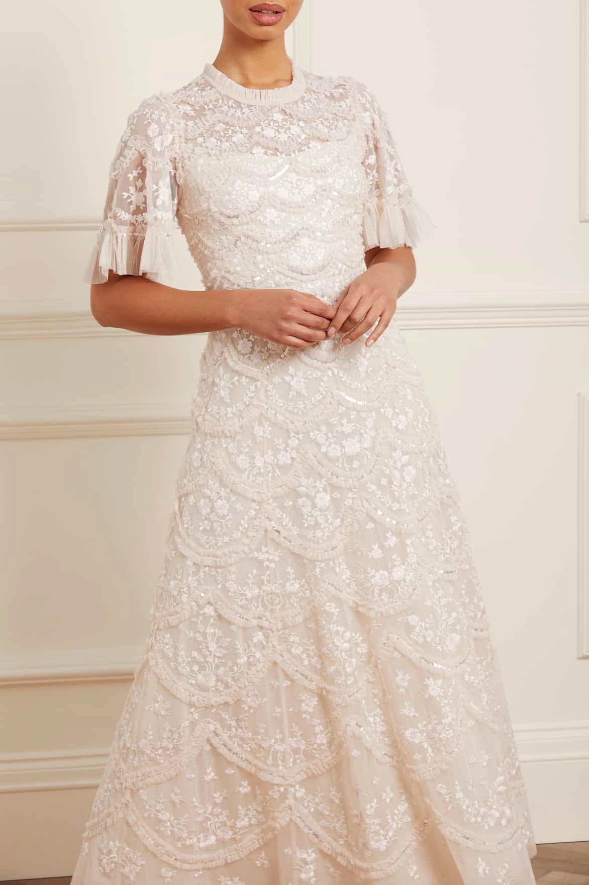 Invisible-Zip Lily Bloom Ankle Gown