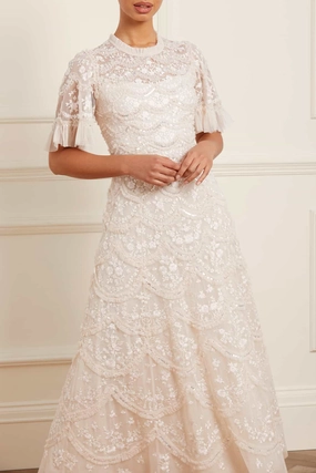 Invisible-Zip Lily Bloom Ankle Gown