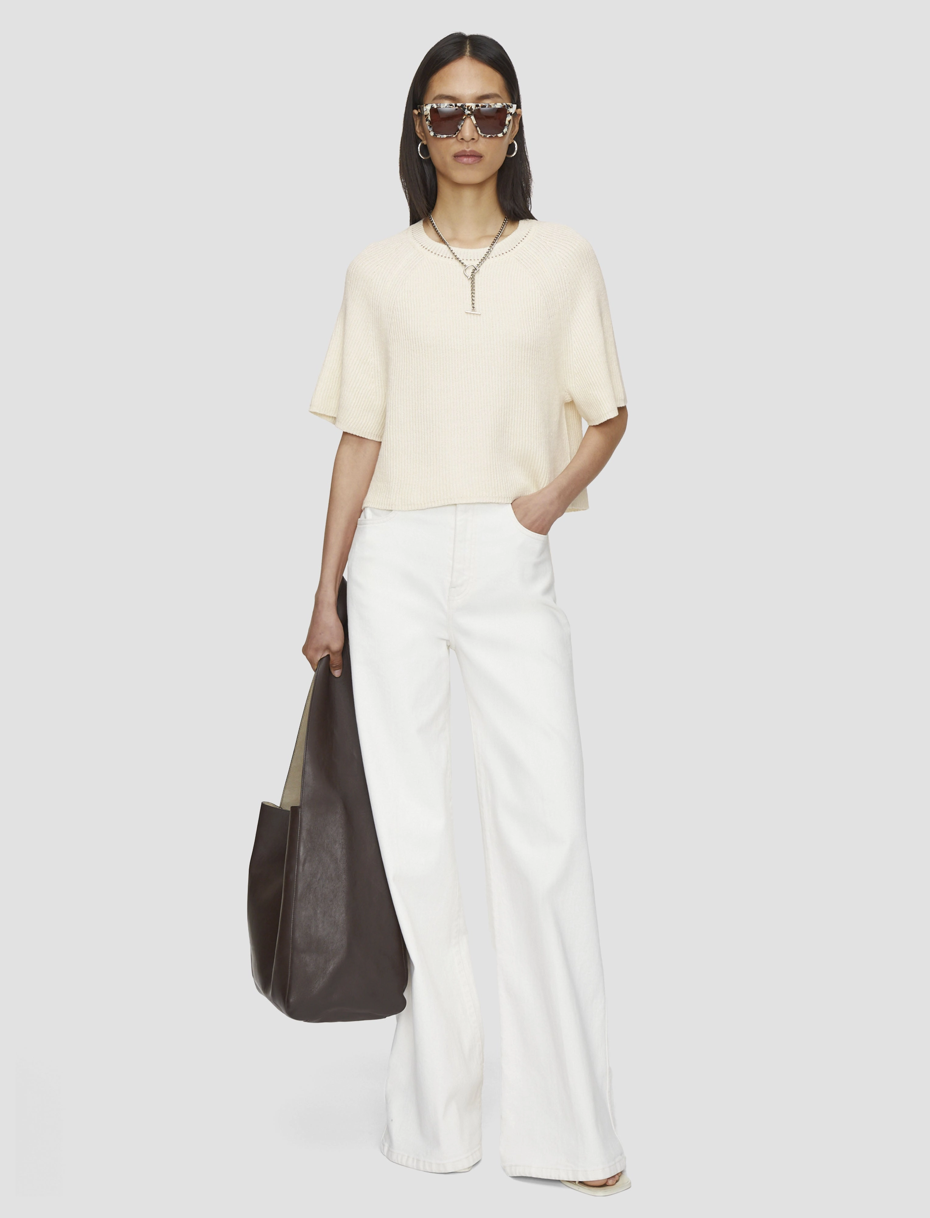 Linen Blend Knit Top Snug Style