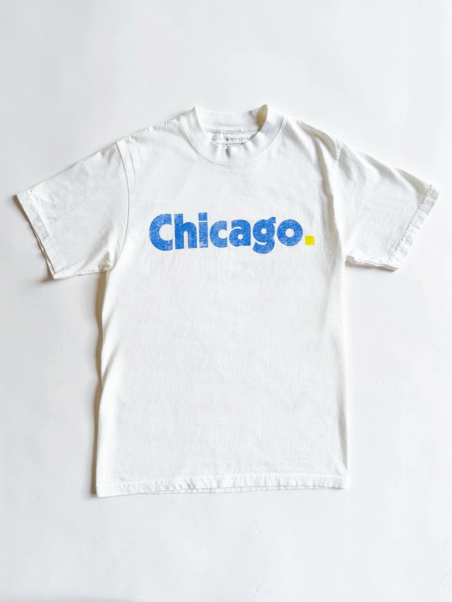 Chicago. Oversized Tee - Cream & Blue Unstructured Silhouette