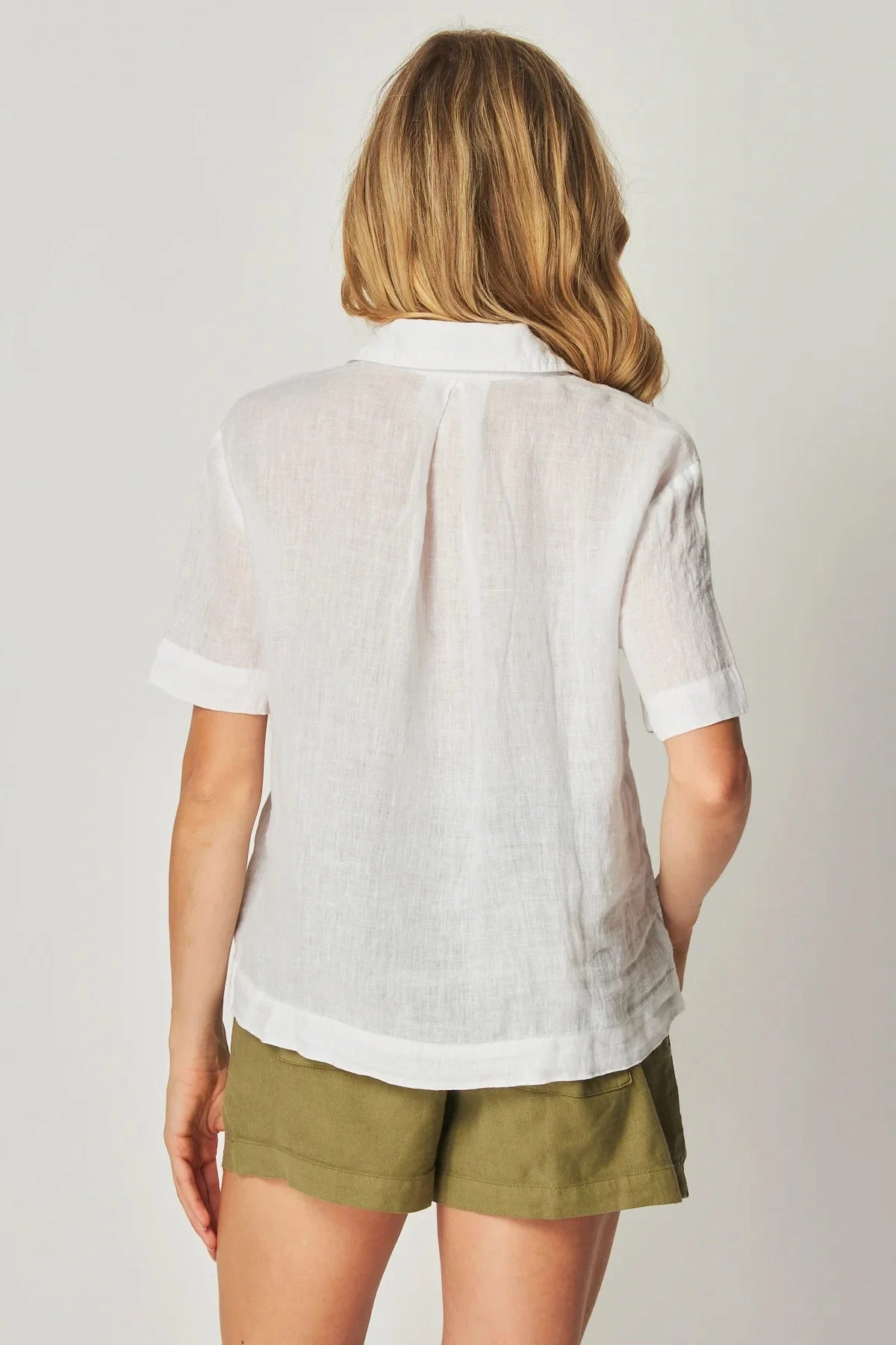 Linen Short Sleeve Flowy Button Down Airflow Ventilation Zones