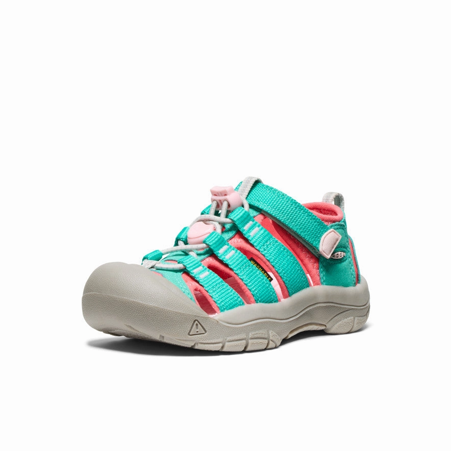 Durable Travel Footwear Little Kids' Newport H2  |  Bright Aqua/Giggle Pink
