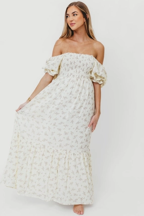 CrinkleResistantWeave Livvy 100% Cotton Maxi Dress in Lilac Floral - Bump Friendly & Inclusive Sizing