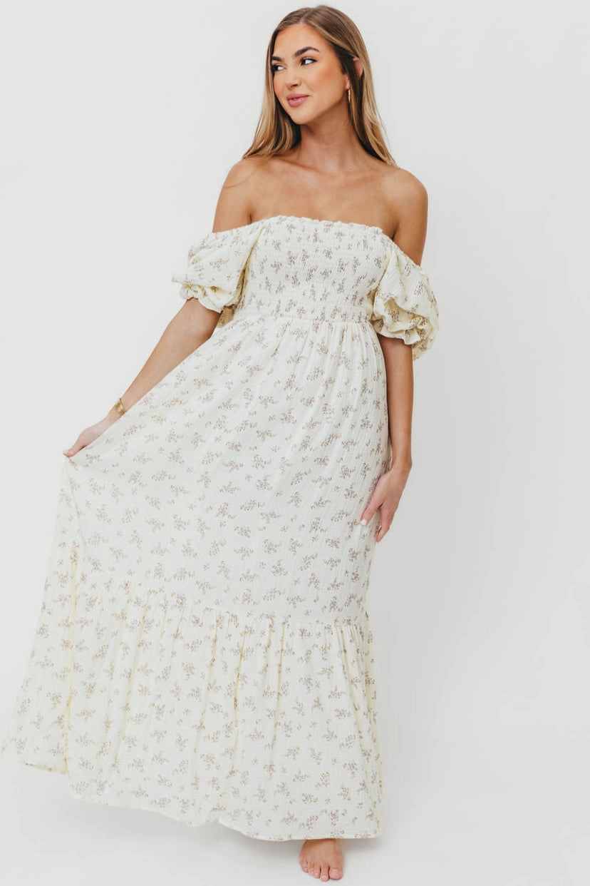 CrinkleResistantWeave Livvy 100% Cotton Maxi Dress in Lilac Floral - Bump Friendly & Inclusive Sizing