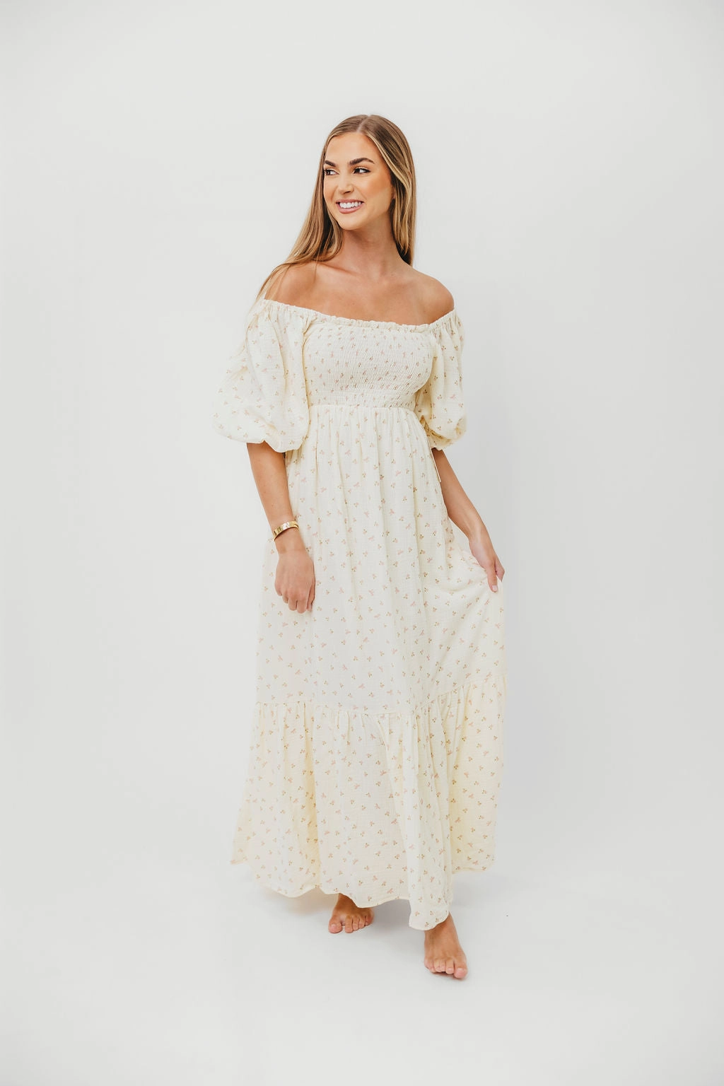 Wrinkle-Free-Finish Fresh Look Livvy 100% Cotton Maxi Dress in Petite Pink Floral - Bump Friendly & Inclusive Sizing