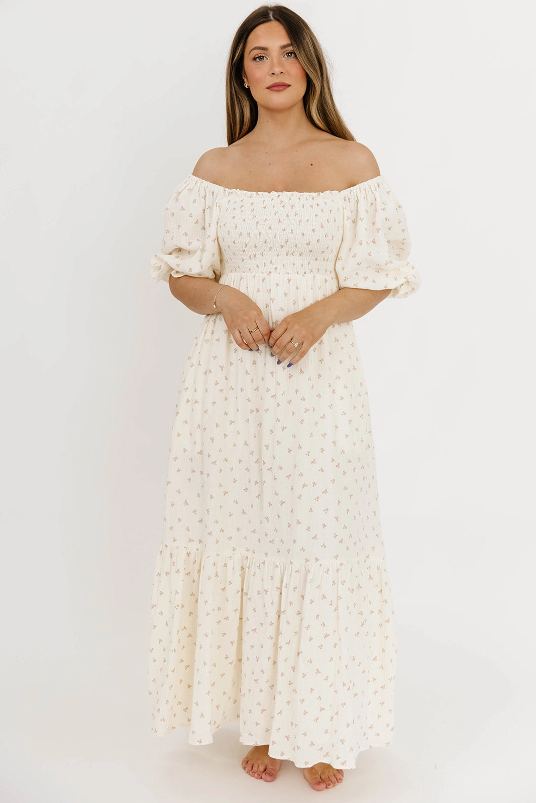 Family Vibe Livvy 100% Cotton Maxi Dress in Petite Pink Floral - Bump Friendly & Inclusive Sizing