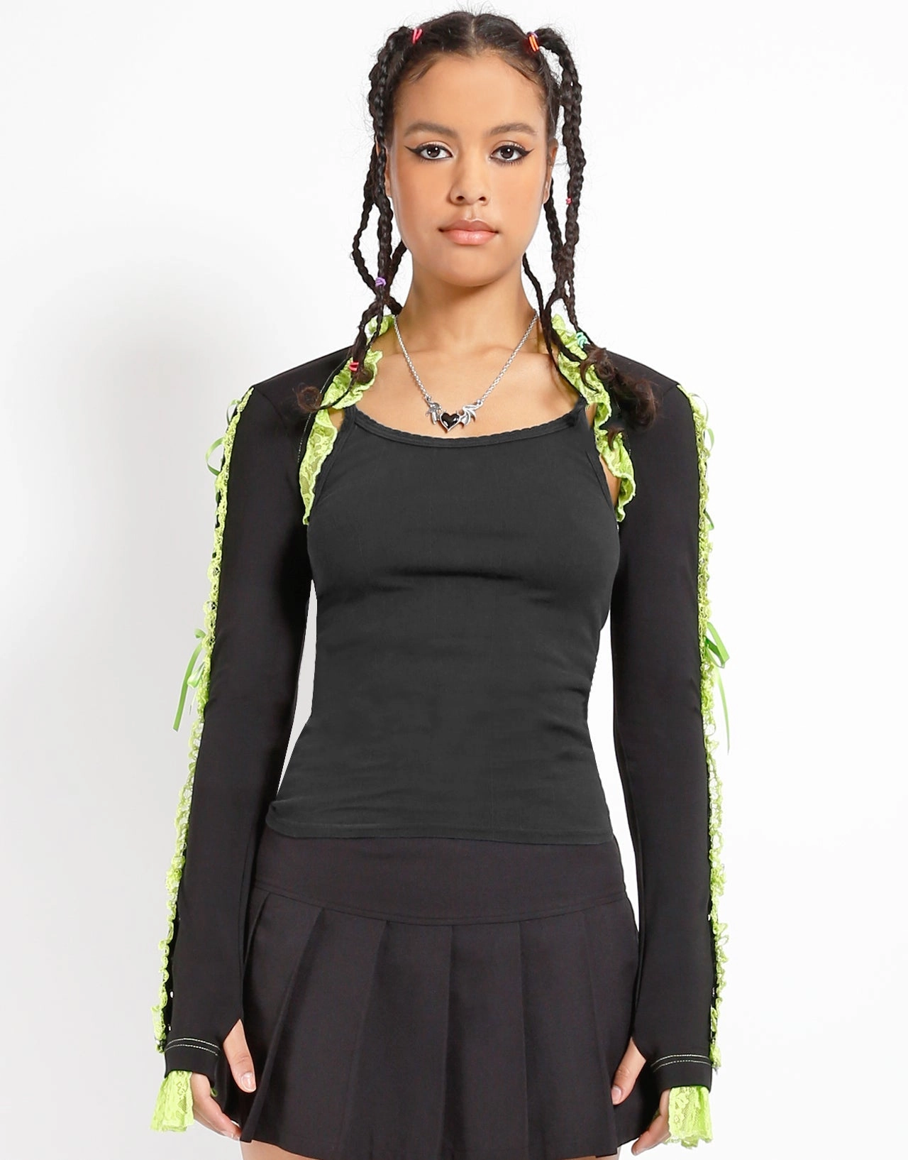 LOLITA SHRUG LIME Wear Resistant Fabric RibbedHemline