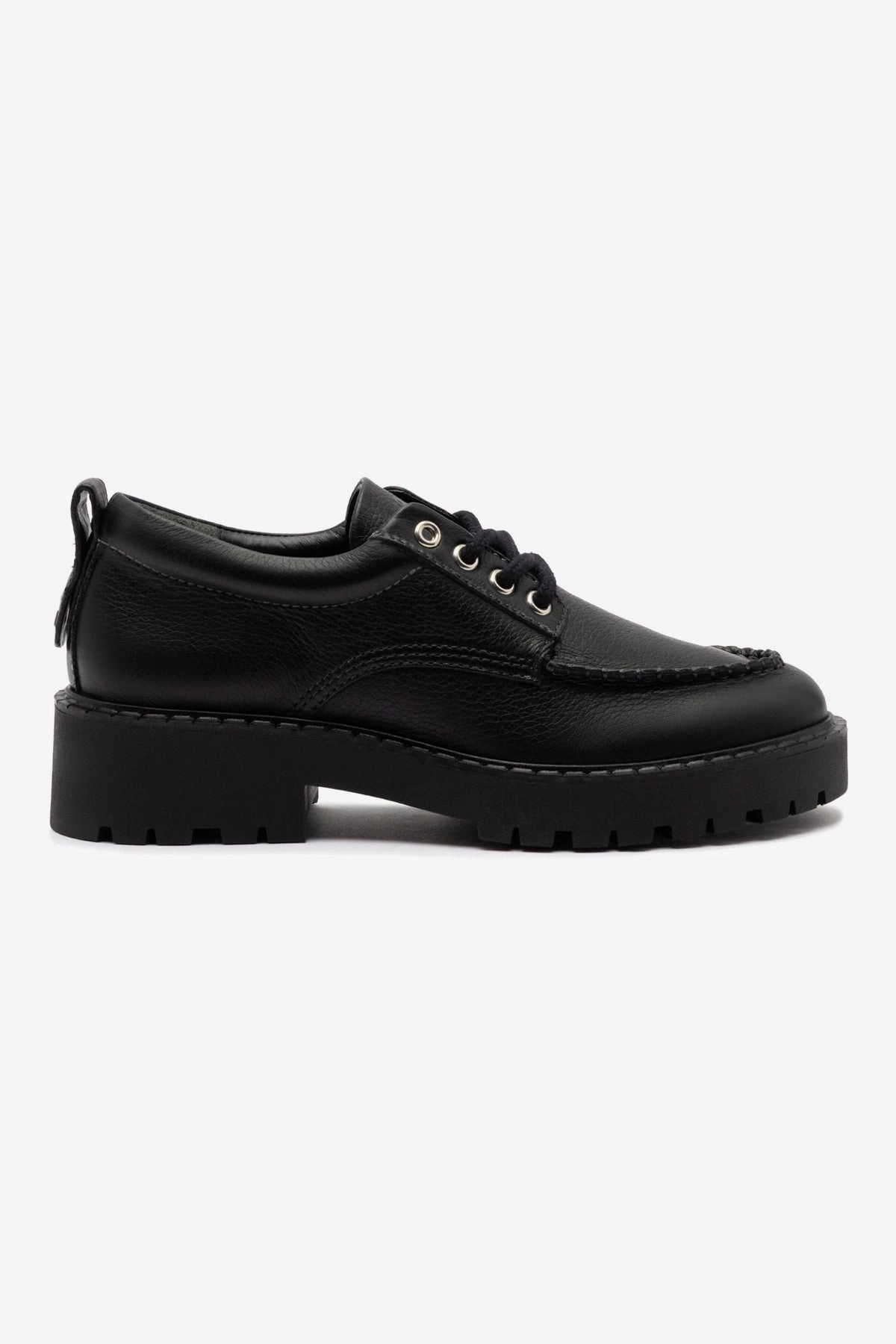London Lace Up Loafer In Black Leather Soft Leather Everyday Footwear