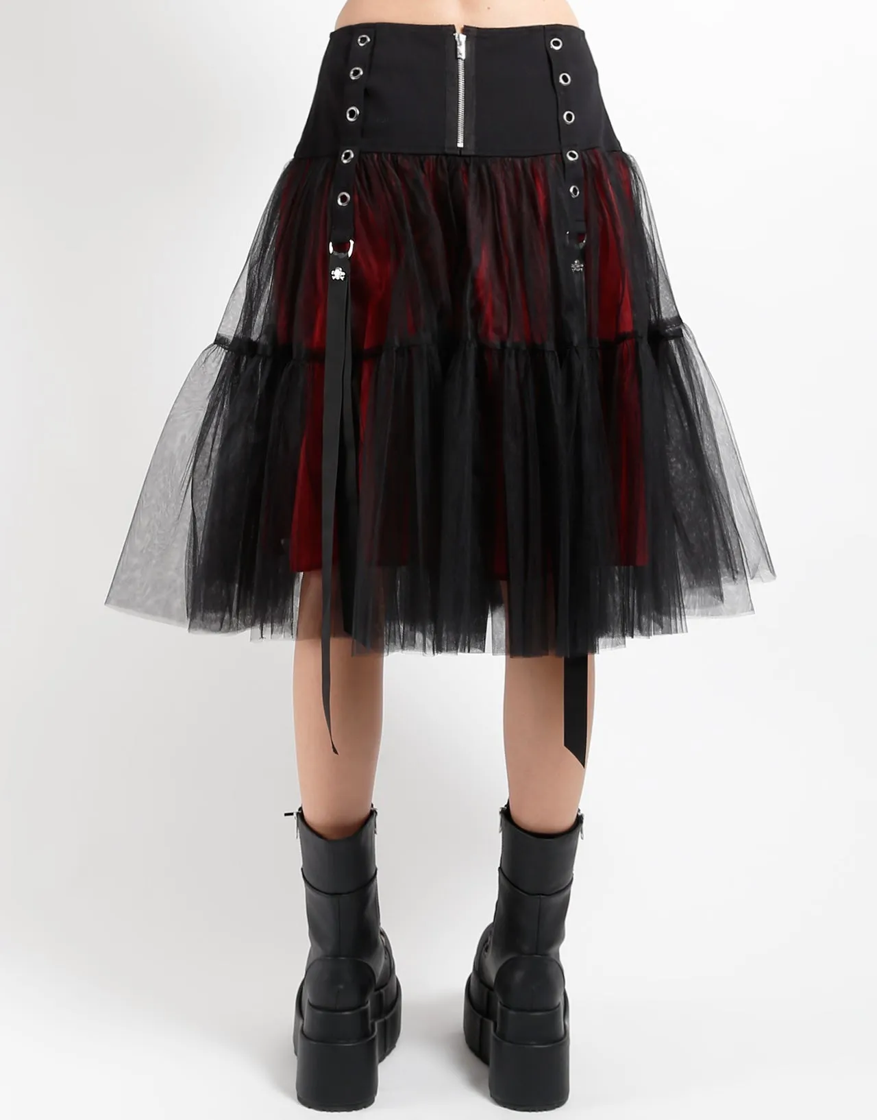 Comfy Design Flexibility Fit LONG RIBBON TULLE SKIRT RED