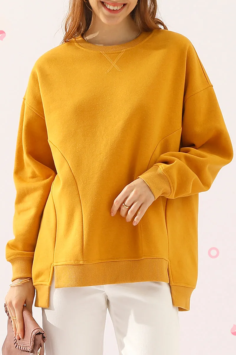 Durable Weave Anti Fade Technology LONG SLEEVE ROUND NECK CUT HEM SWEATSHIRT