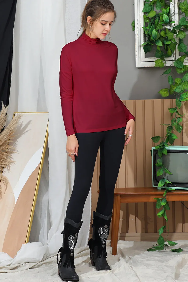 LONG SLEEVE TURTLE NECK TUNIC CASUAL TOP Perfect Comfort Fit