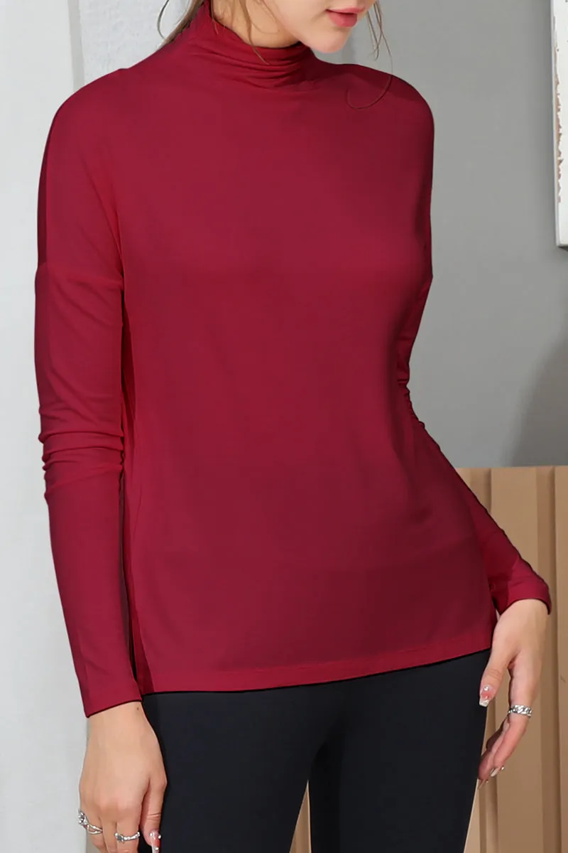 FadeResistant LONG SLEEVE TURTLE NECK TUNIC CASUAL TOP