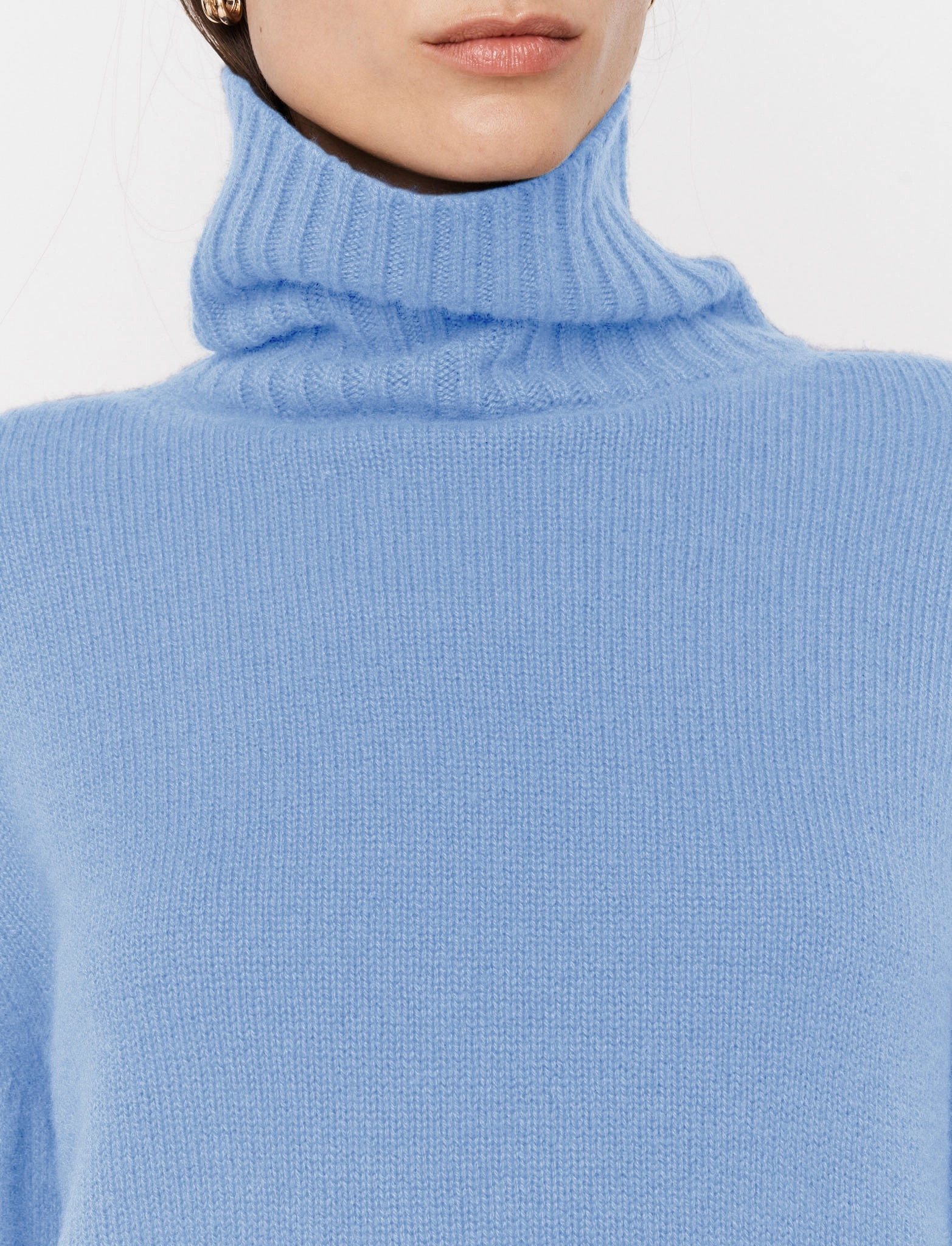 Open Cashmere High Neck Jumper Soft Finish Cool Layer