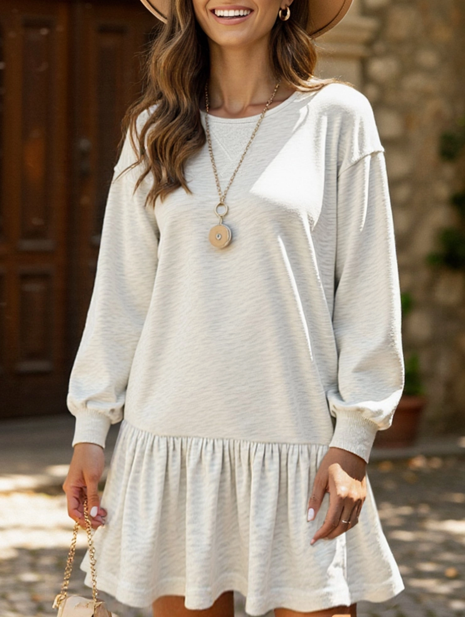 Understated Charm Long-sleeved sweatshirt dress