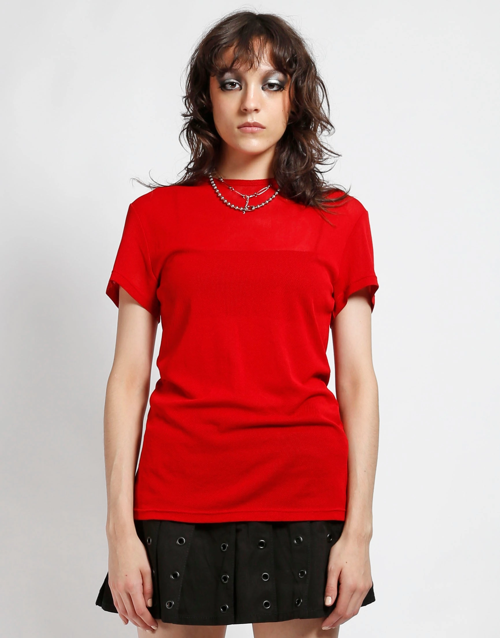 Wrinkle resistant fabric FlatlockSeams SHORT SLEEVE FISHNET RED