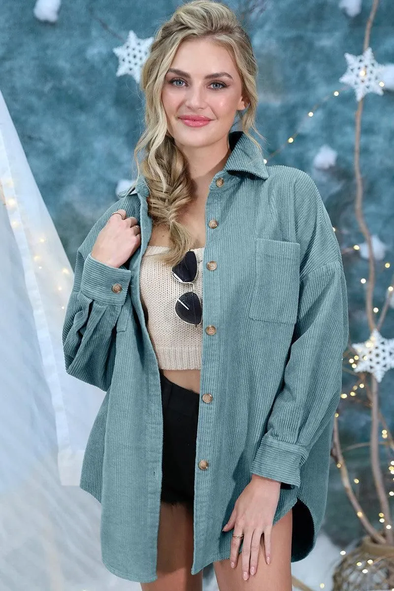 Recycled Polyester Blend LOOSE FIT CORDUROY SHIRTS JACKET SHACKET