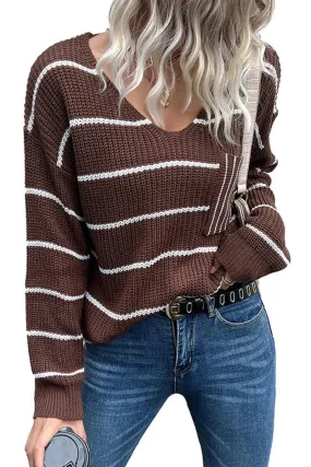 Relaxed Hoodie UV protection layer LOOSE FIT STRIPE KNITTED SWEATER