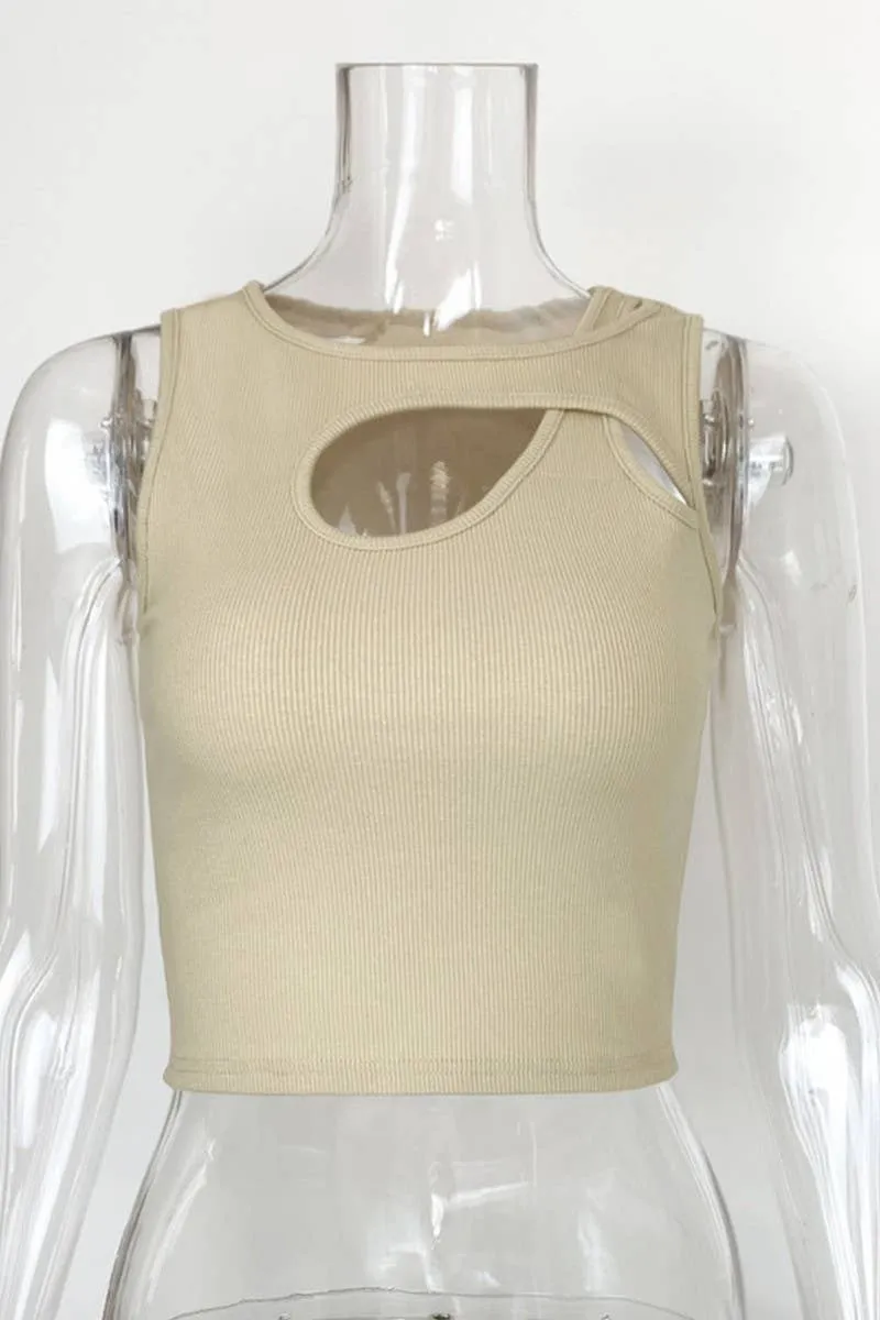 CHEST HOLLOW OUT SEXY SLIM SHORT TANKTOP_CWTTK0308 Durable Stitching Perfectly Fit