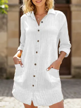 Loose waist top solid color shirt dress Summer Sweater