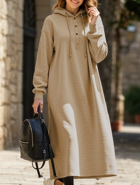 Loose Long Sleeve Hoodie Dress Work Style