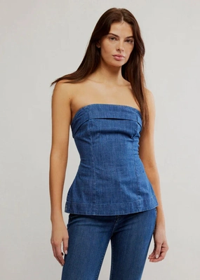 Relaxed Sweatshirt AntiStatic Coating Lora Denim Tube - Canter Wash