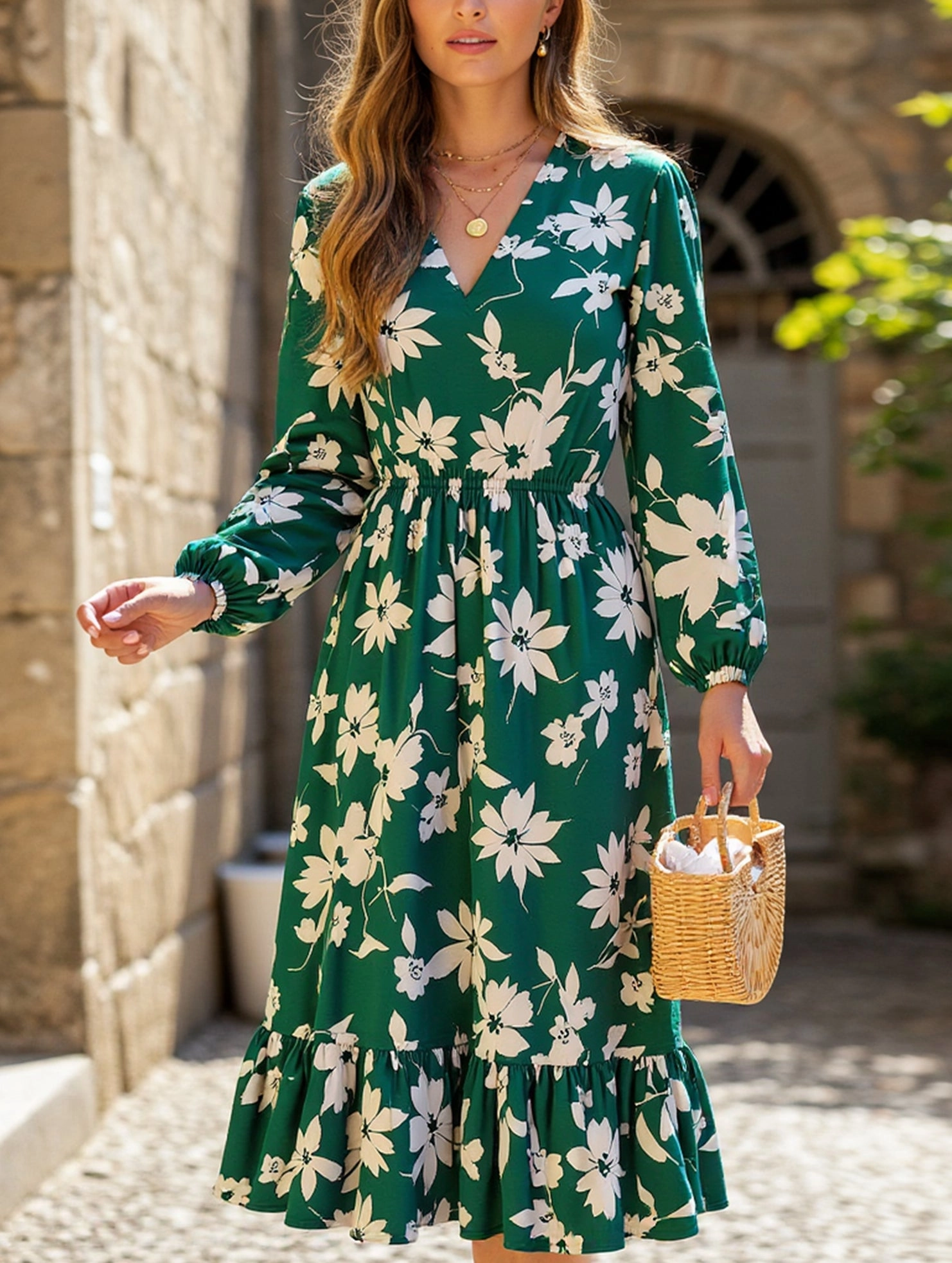 Loral Long Sleeve Peplum Dress ??Waist Tucked Elegance Beauty Feel