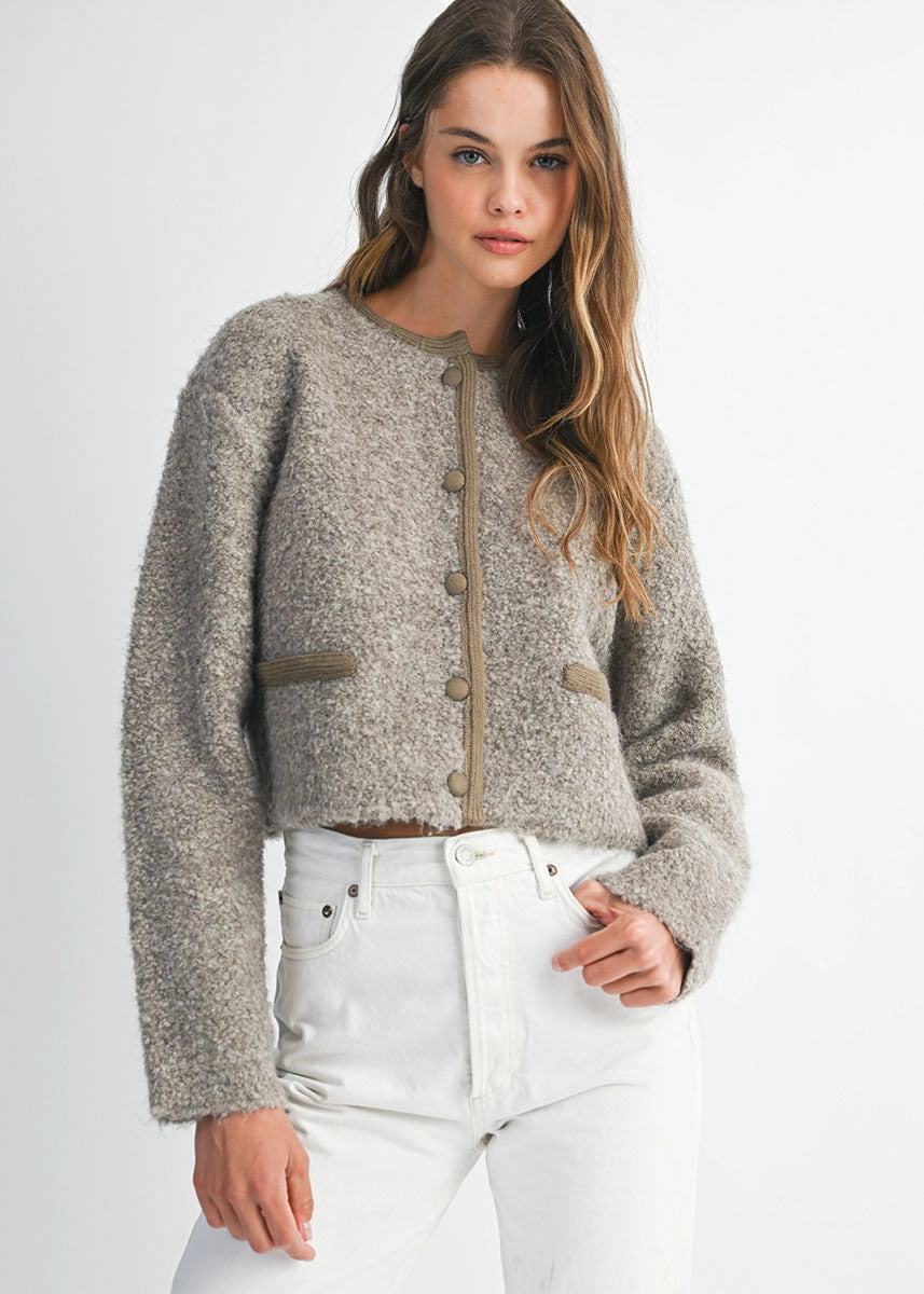 City Ready Wear ModularLayering Louise Fuzzy Knit Jacket - Mocha