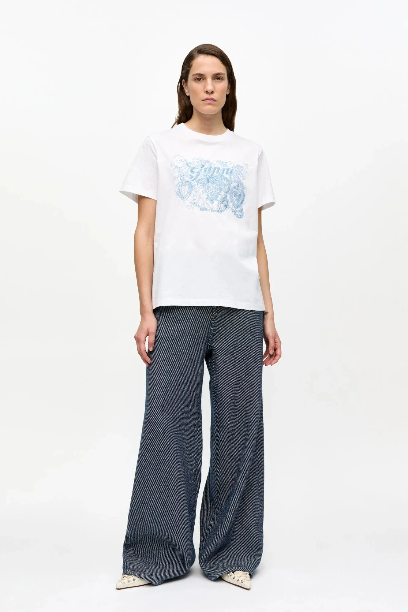 White Jersey Tattoo Lace T-shirt informal gathering Fashion Layer