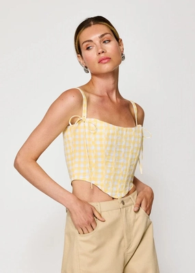 Junie Corset Top - White & Yellow AntiStaticFabric