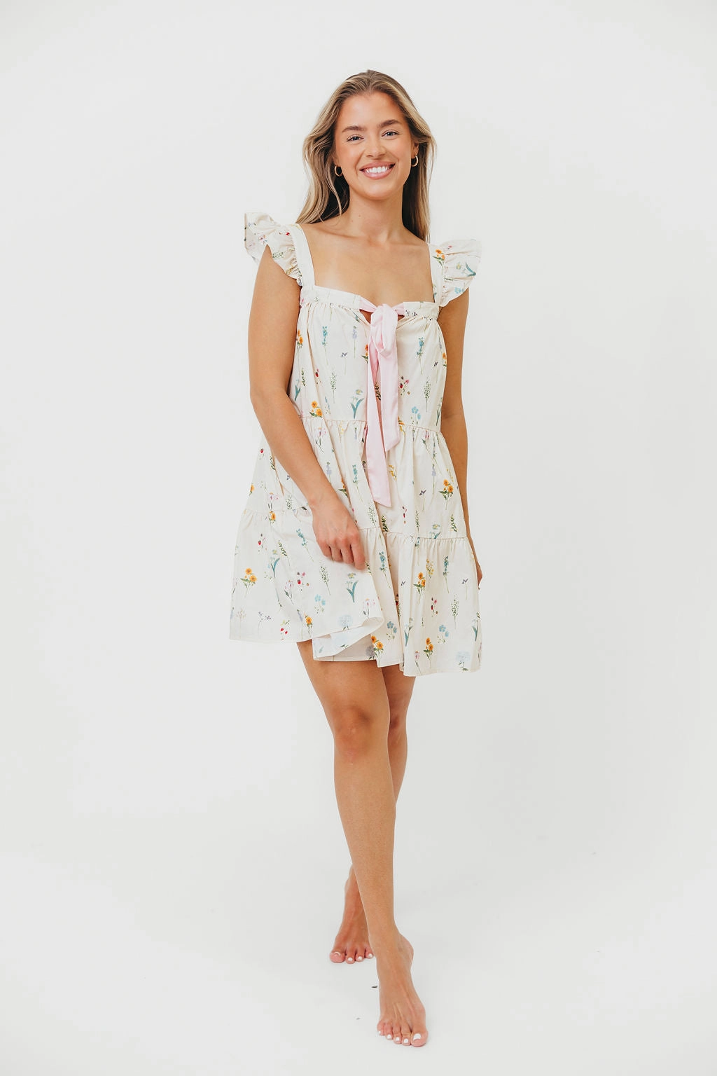 Polished Layer Lulu Flutter Sleeve Mini Dress in Floral