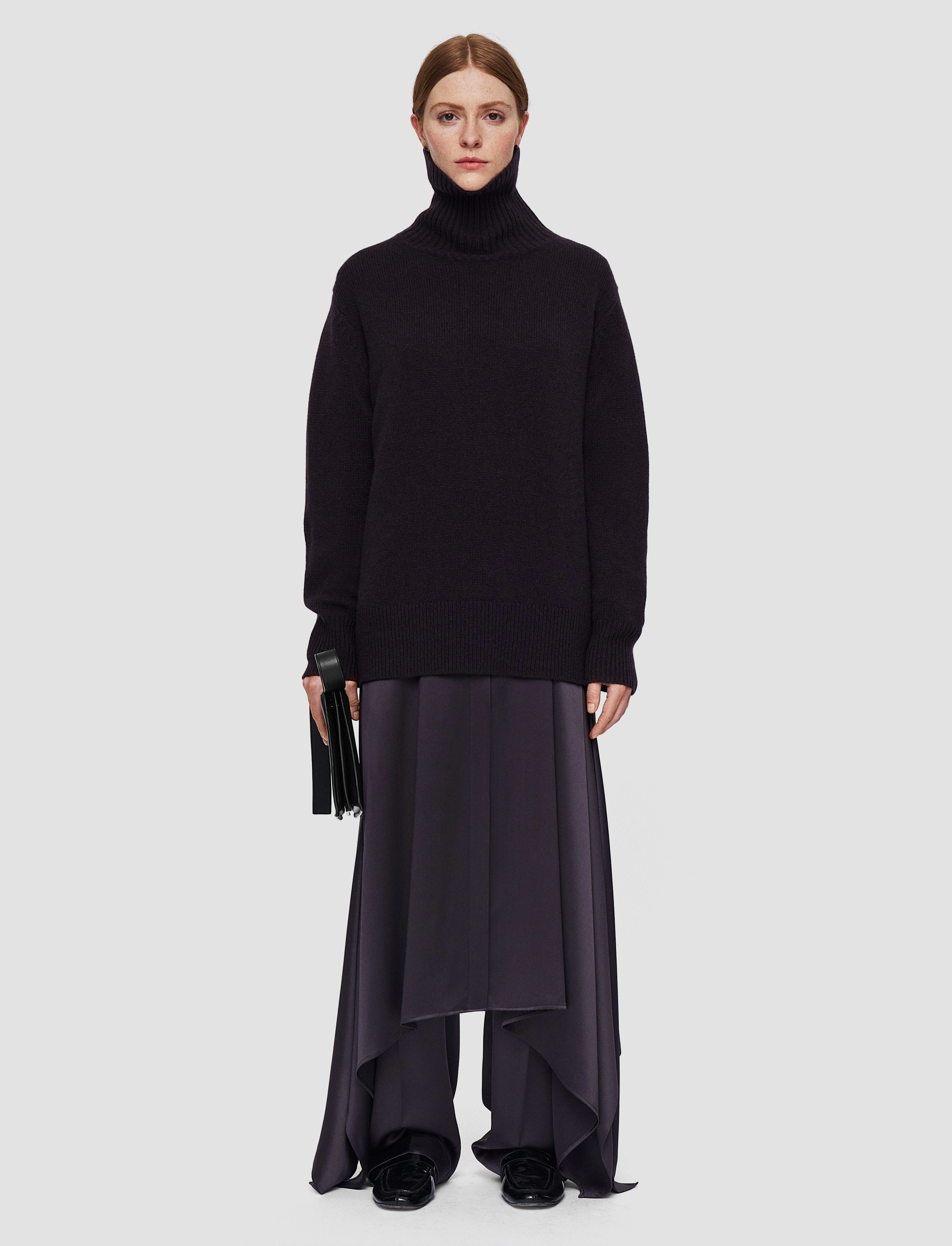 Luxe Cashmere High Neck Jumper Cozy Texture FineGauge Knit