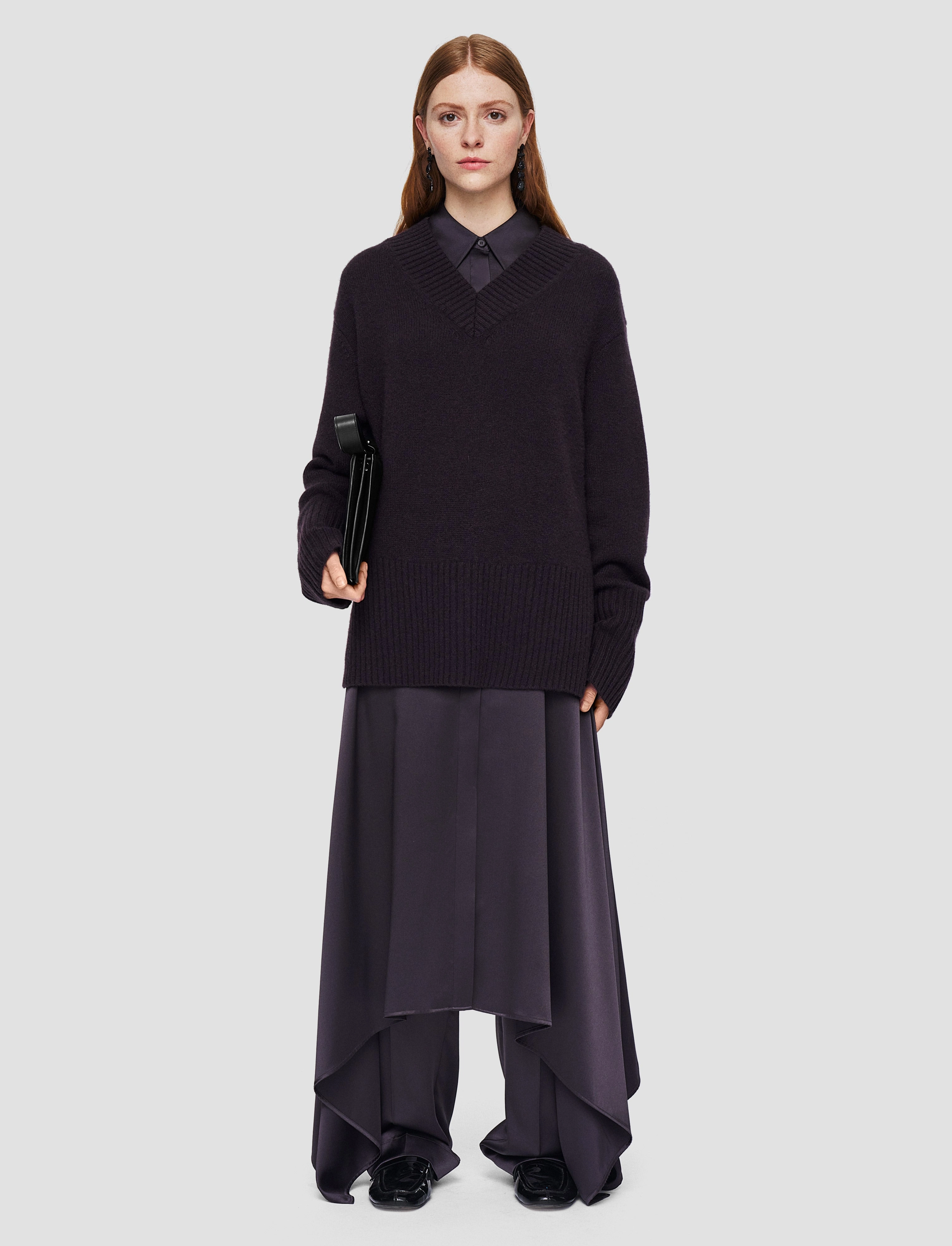 Luxe Cashmere V Neck Jumper VeganFriendly Material Soft Stretch