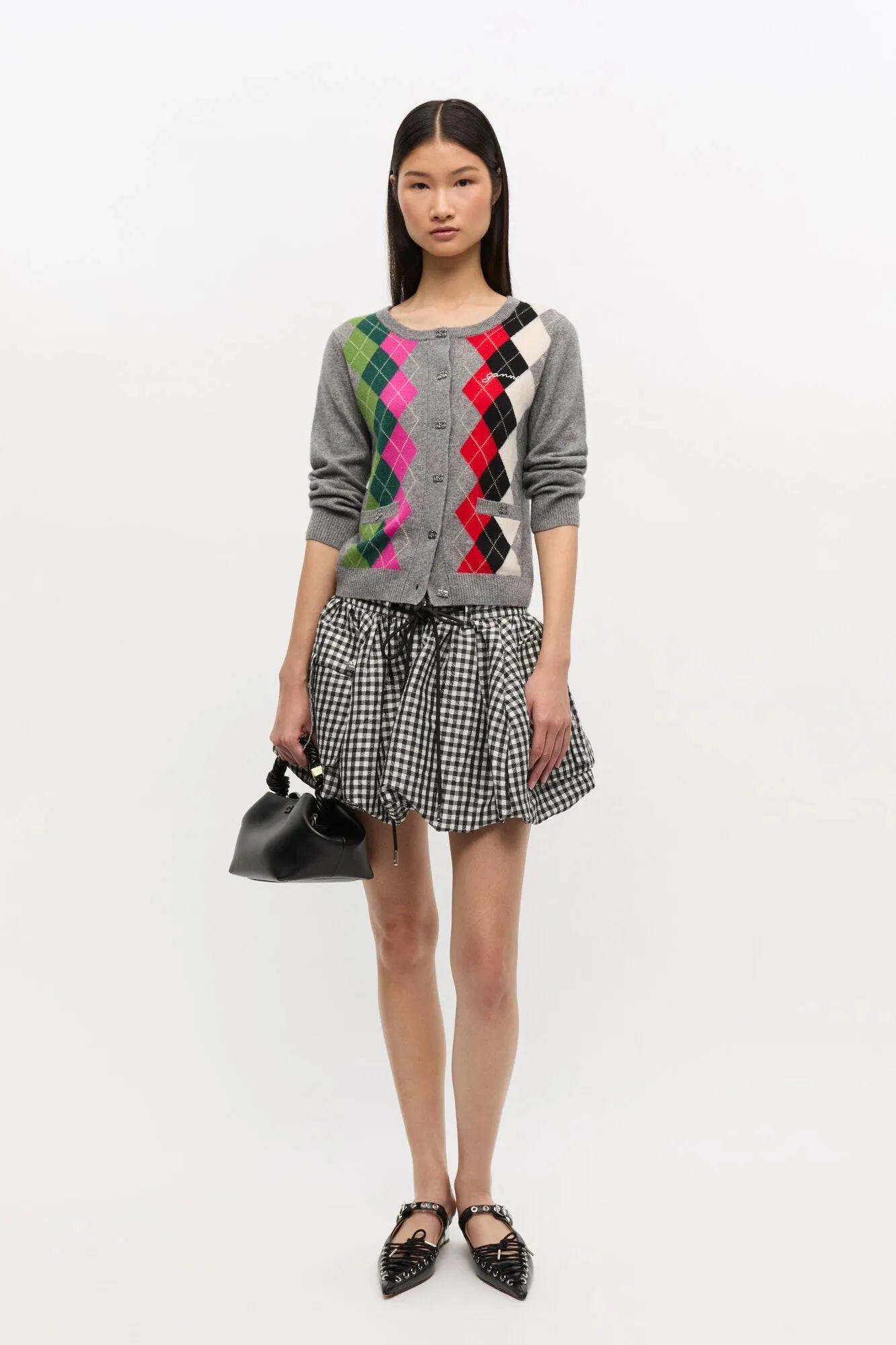 Grey Check Cardigan Cold Weather