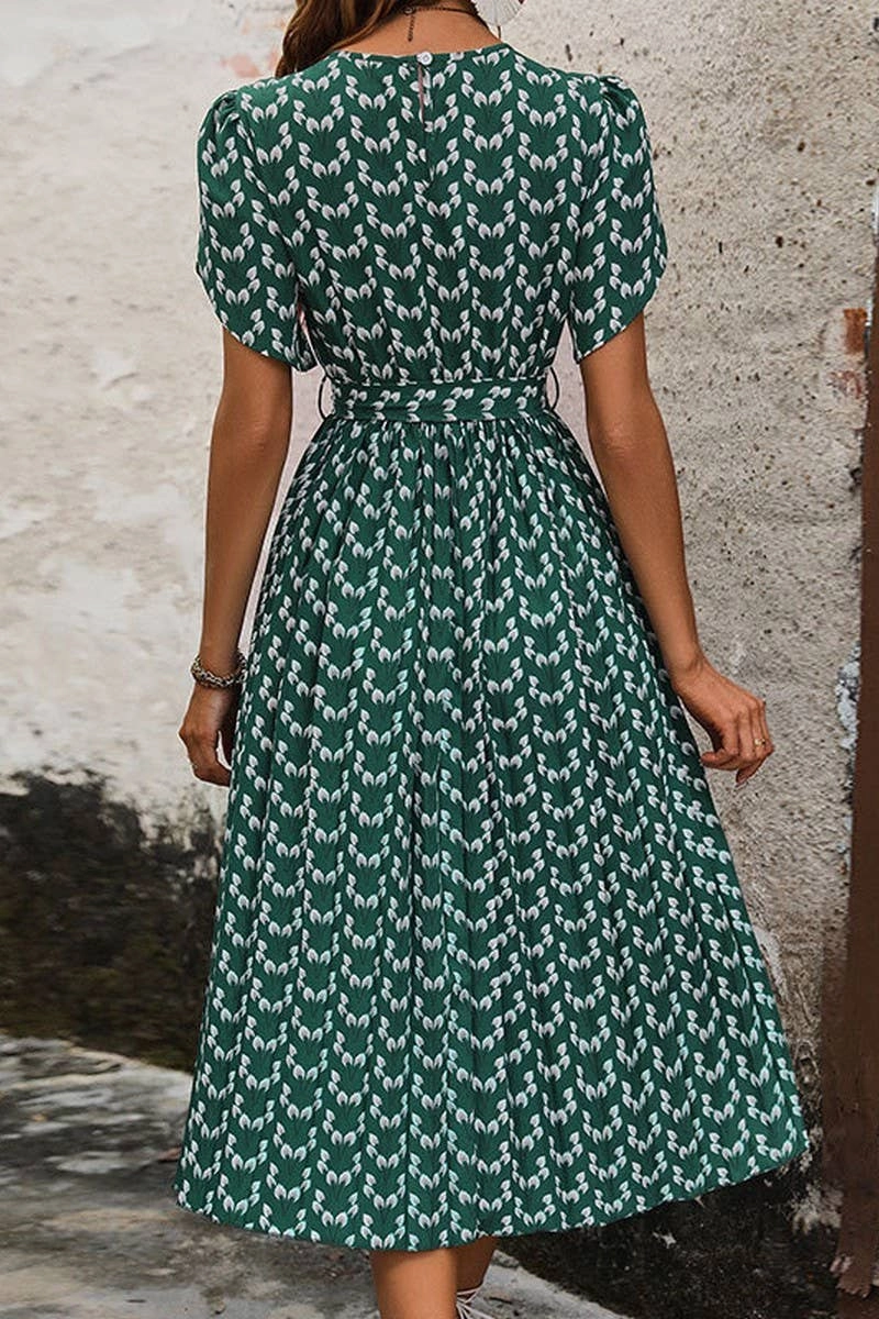 Unique Cut CREW NECK FLORAL PRINT DRESS_CWDSD2684