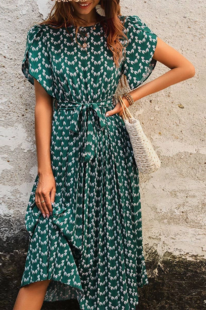 everyday staple CREW NECK FLORAL PRINT DRESS_CWDSD2684