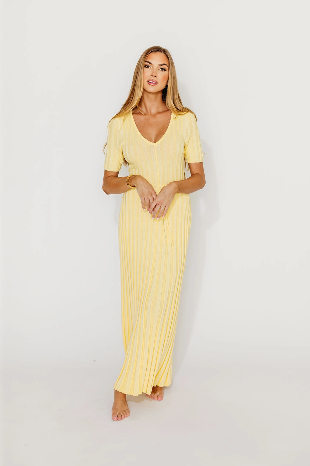 Cozy Cut Oakley Ribbed Maxi Dress in Light Yellow - Bump Friendly *Final-Sale*