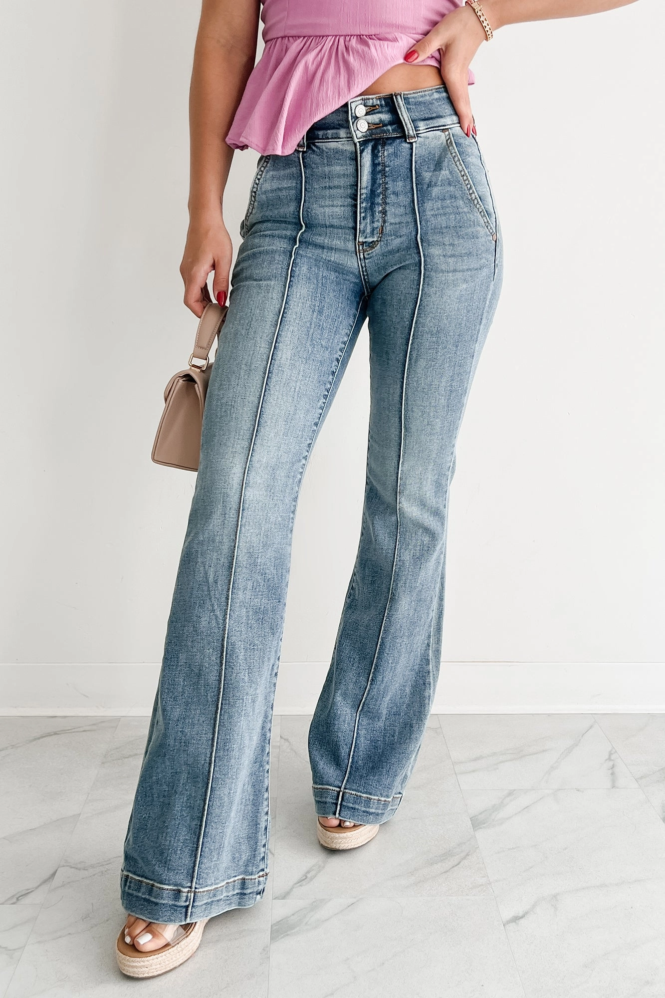 Evening Stroll Urban Explorer Mae High Rise Judy Blue Flare Jeans (Medium)