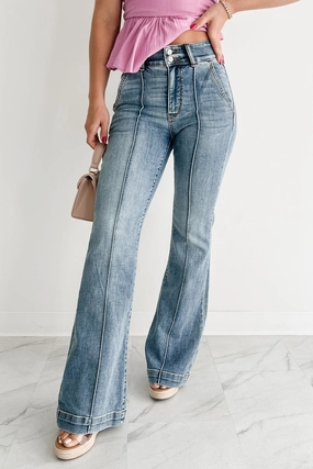 Evening Stroll Urban Explorer Mae High Rise Judy Blue Flare Jeans (Medium)