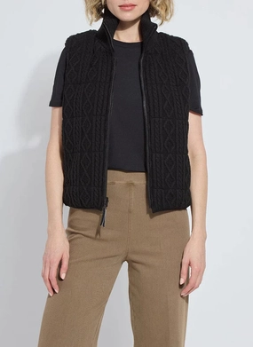 Lysse Prudence Reversible Puffer Sweater Vest in Black Odor Control Treatment Soft Interior Brushing