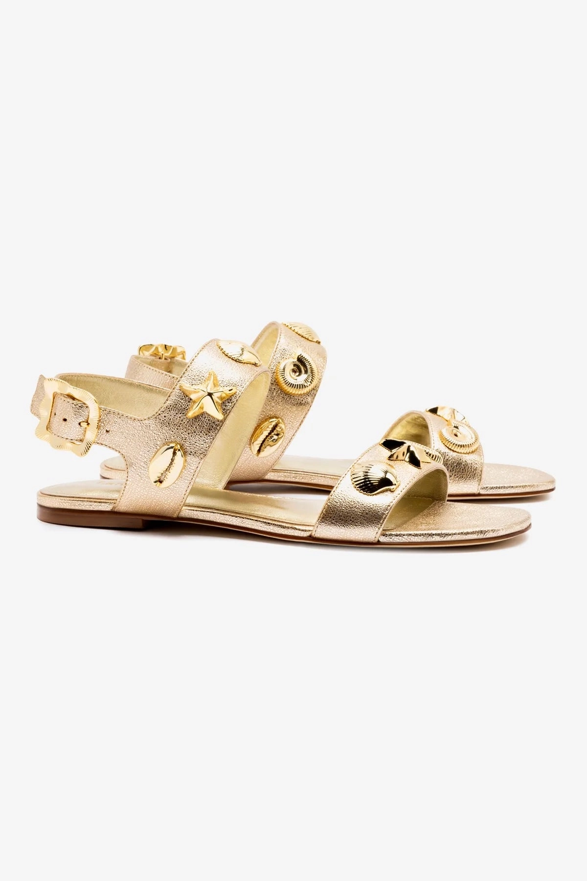 Work Shop Outdoor Go Madison Flat In Gold Metallic Leather