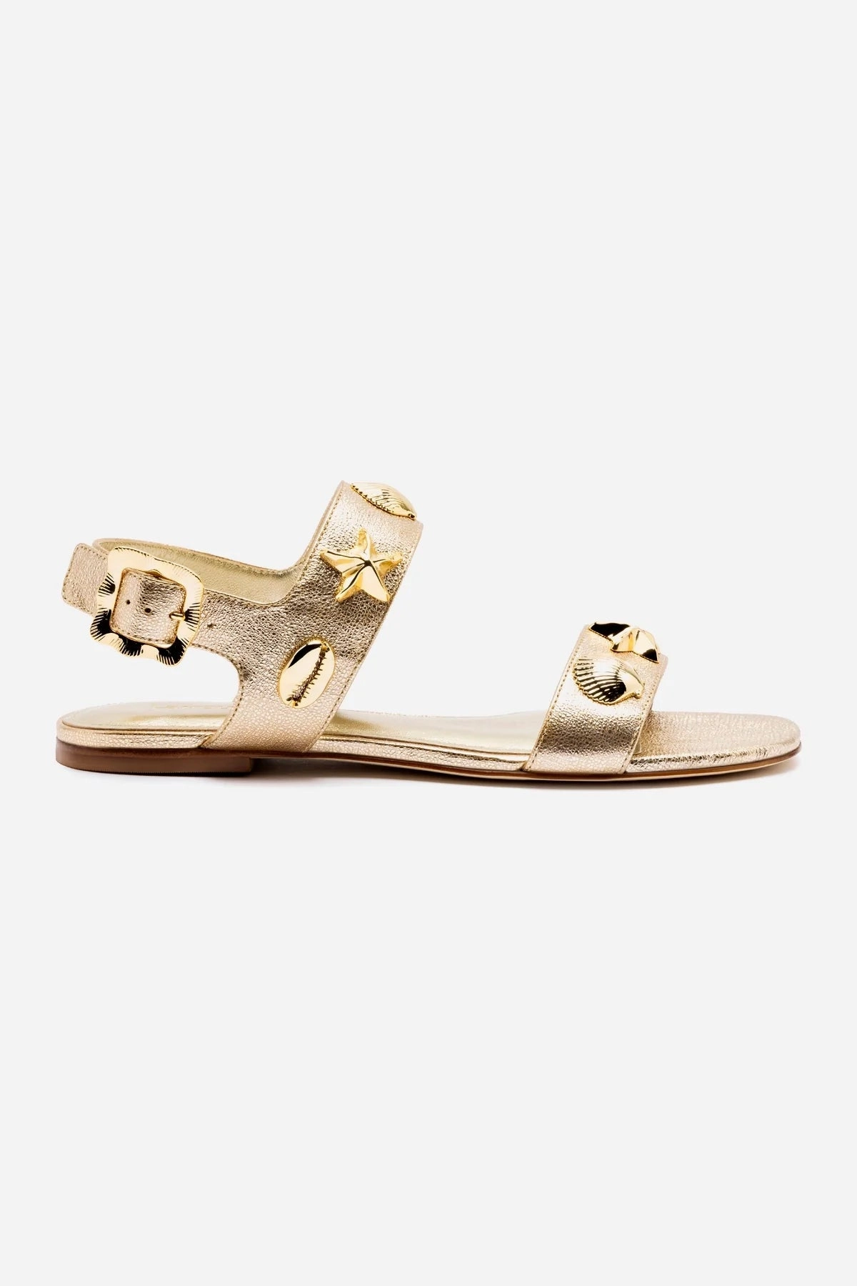 Field Play Trendy Comfort Madison Flat In Gold Metallic Leather