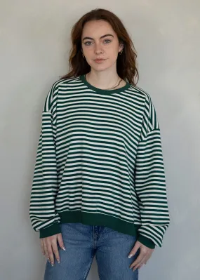 Maeve Striped Pullover - Ivory & Green Cozy Wear