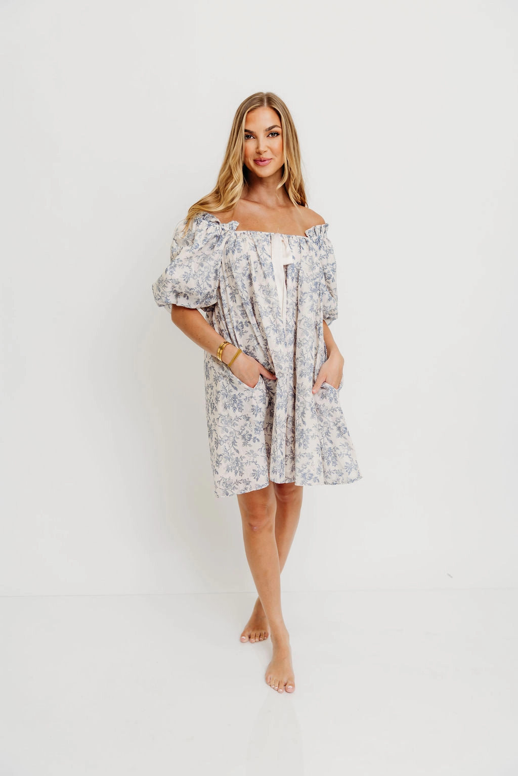 Malena Toile Print Mini Dress in Ivory *Final-Sale* Travel Style Chic And Comfortable