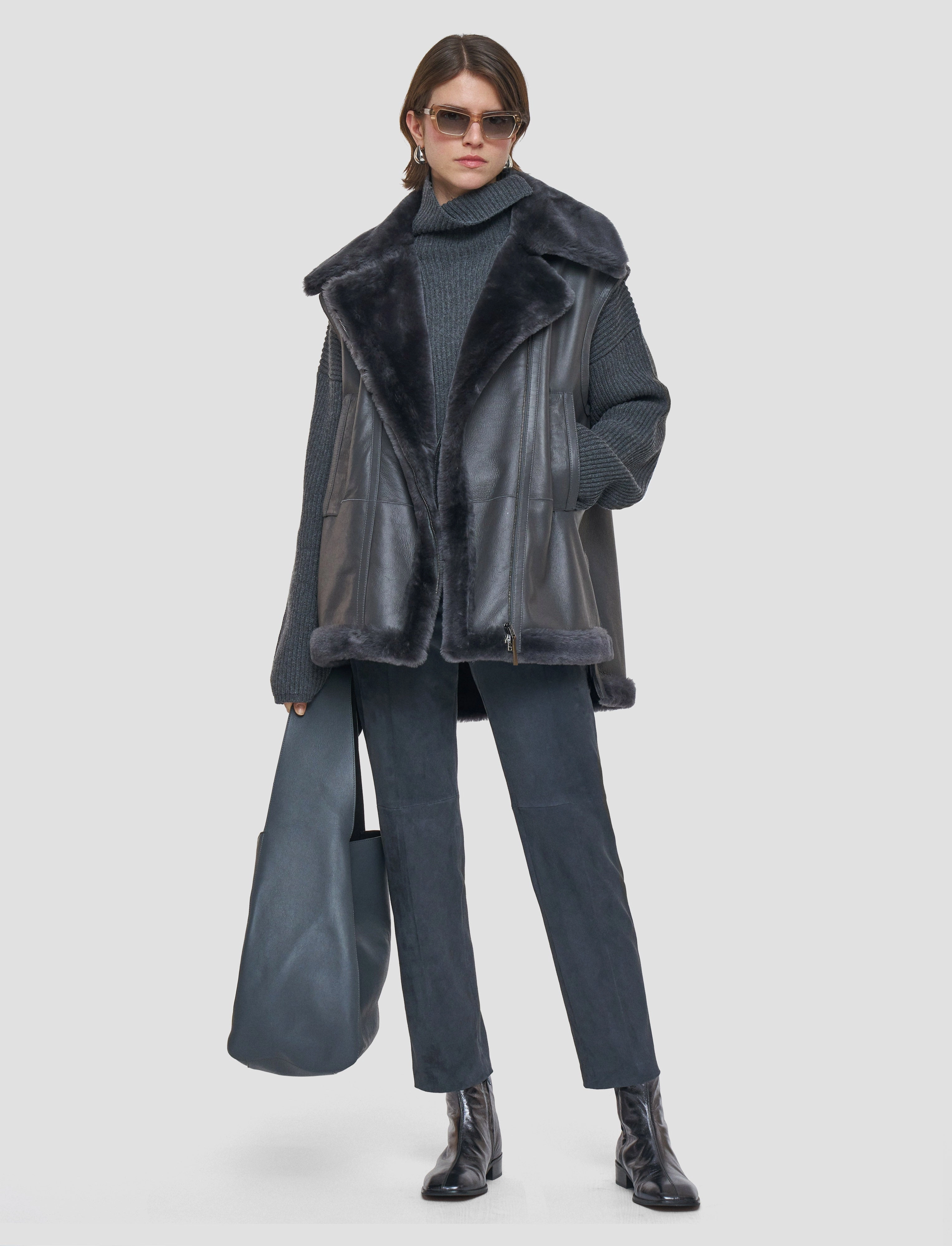 Marc Soft Shearling Gilet DetachableLining Weatherproof Zippers