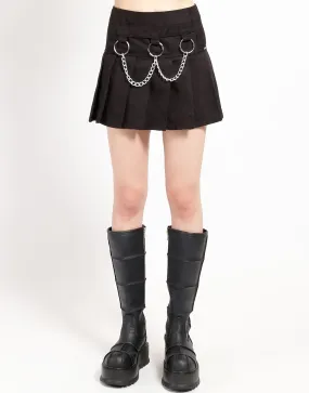 Comfortable Look Wear Chilly Weather Comfort MARY CHAIN PLEATED SKIRT BLACK