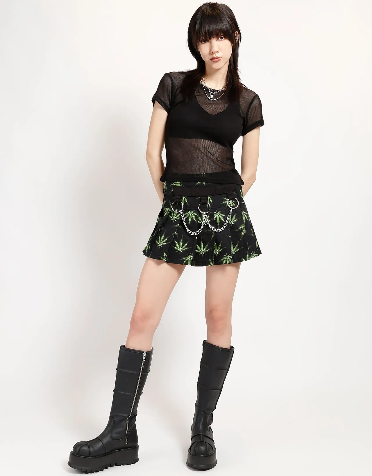 MARY CHAIN PLEATED SKIRT GRASS Quick Comfort All Fit