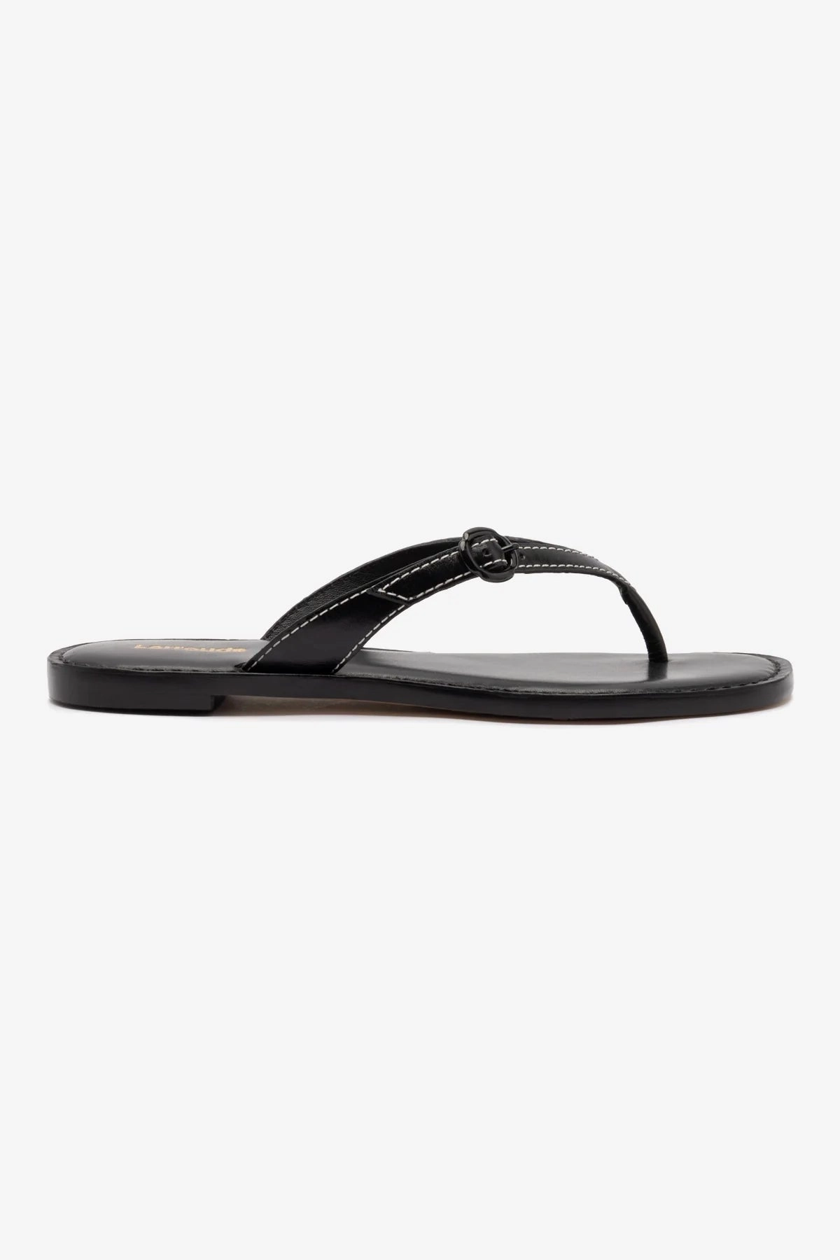 Mary Kate Flat Sandal In Black Leather Meet Friend