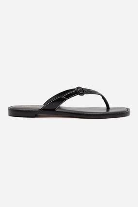 Mary Kate Flat Sandal In Black Leather Meet Friend